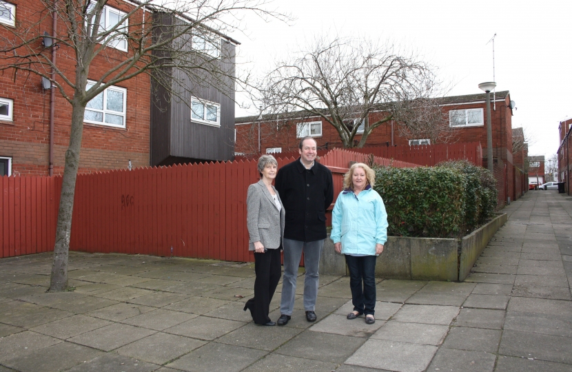 Cindy Miller, Conservative candidate for Moorside, with Cllrs Owens and Hopley